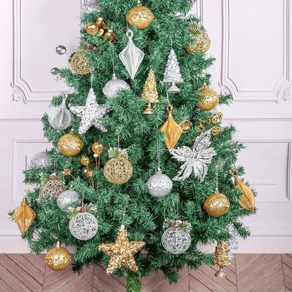 [Like New] Christmas Ball Ornaments 4pc Set Champagne Pinecone Rattan String