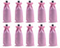 Viamto 10pcs Pink Burlap Wine Bags Drawstring Lining 15x35cm Gift Pouches