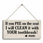 Bathroom Decor Hanging Wood Plaque with Rope Farmhouse Style Wall Sign