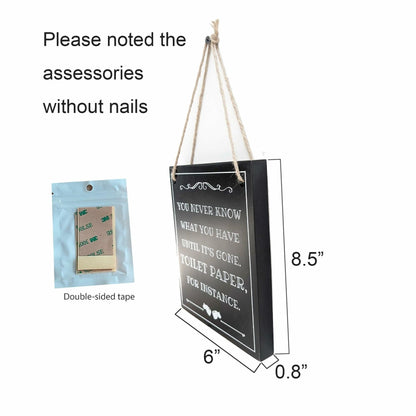 ARTAWEIN Bathroom Rules Wall Art Sign Rustic Humorous Decor
