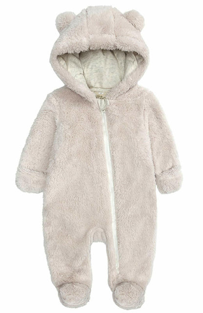 [Like New] TAOHONG Baby Hooded Fleece Jumpsuit Snowsuit Bear Ear Warm Romper Size N/A