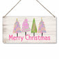 Christmas Decorations Merry Xmas Tree Decor Pink 12x6 inches