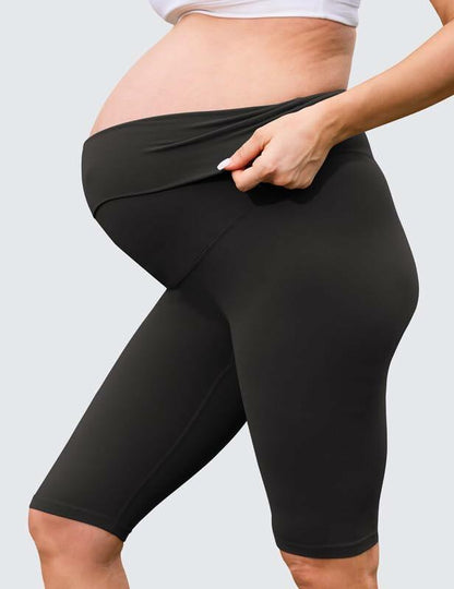 QoBexim Womens Maternity Yoga Shorts Over Belly Comfy Black Freesize