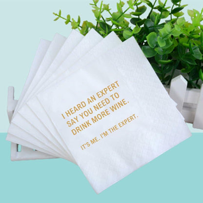 [Like New] VOWFOO Funny Quotes Cocktail Napkins 4.5x4.5 2-ply 100pcs Gossip