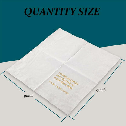 VOWFOO Rosé Rinse Repeat Cocktail Napkins 4.5x4.5 2-ply 100pcs Rosé