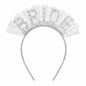 BAHABY Silver Glitter Bride Headband with Short Veil Bridal Shower Wedding