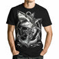Faiwvhe Men's Creative Shark Graphic T-Shirt Black Summer Short Sleeves Size L