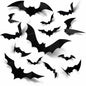 DZBJIPT 120 Pcs 3D Halloween Bats Wall Decals 4 Sizes Black Bat Decor
