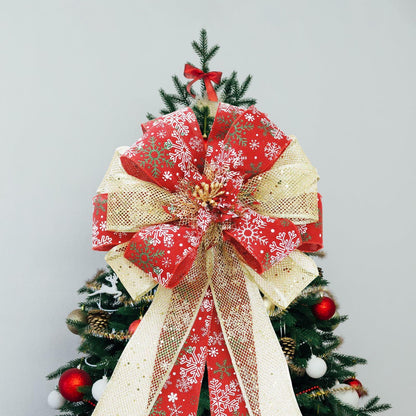 Filltown Christmas Tree Topper Bow 53x13 Inch Red & Gold Xmas Ornament