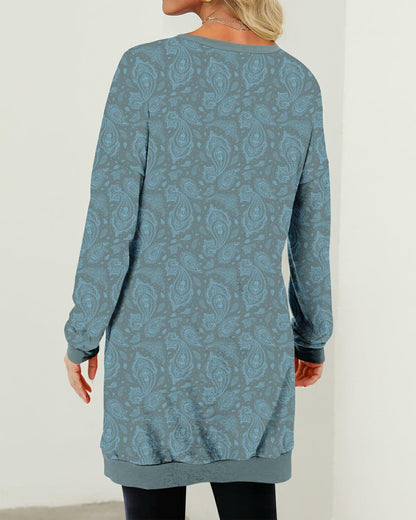 KISSMODA Women's Long Sleeve Tunic Top Casual with Pockets Size M