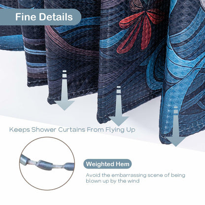 WOHEWREY Floral Waterproof Shower Curtain Green 72x72 Inch with 12 Hooks