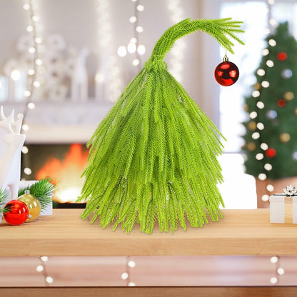 Civaner 18 Inch Lime Green Mini Artificial Christmas Tree with Red Ball