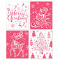 BESERH Pink Christmas Wall Decor Santa Reindeer Bells 8x10in Set of 4