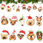 Thyle 24 Pc Dog Christmas Ornaments Wood Puppy Hanging Gold Rope Xmas