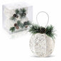 [Like New] Christmas Ball Ornaments 4pc Set White Pinecone Rattan Thread String 4.7"
