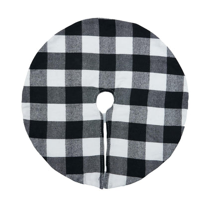 4 Pack Christmas Tree Skirt 15" Black White Buffalo Plaid Holiday Decor