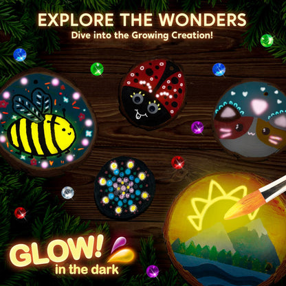 [Like_new] Klever Kits Wooden Painting Craft Kit Glow in Dark Wood Slices Kids Ages 6-12