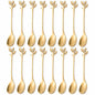 AnSaw 16-Pack Elegant Gold Leaf 4.7" Espresso Spoons Stainless Steel Mini