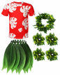 Toulite Halloween Girl Hawaiian Luau Costume Red Leaf T-Shirt Headband Anklet