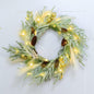 Chuangdi 24" Lighted Norfolk Pine Pampas Christmas Wreath with Pine Cones