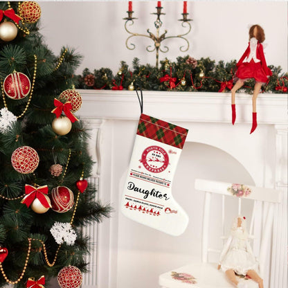 HEWBE Burlap Christmas Stocking Rustic Hanging Xmas Decoration Daughter Gift