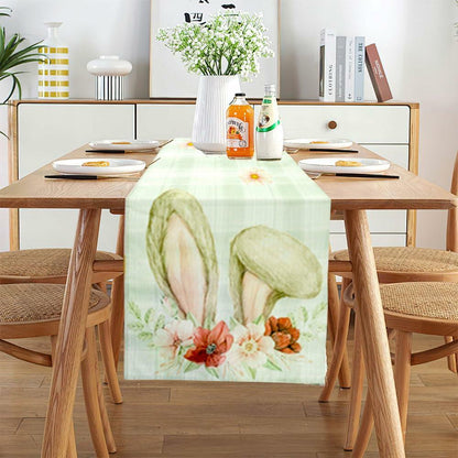 QIHOMPIB Easter Table Runner Pastel Pink Floral Boho 13x72 Inch