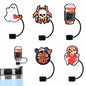 5Pcs Halloween Silicone Skull Ghost Straw Caps for Stanley 30&40oz Tumbler
