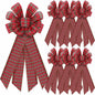 Yinkin 4 Pcs 15x44in Buffalo Plaid Christmas Wreath Bows Red Black