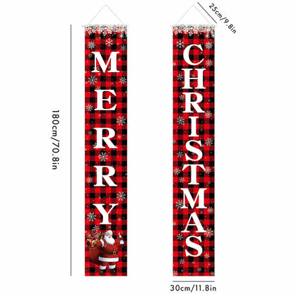 Leuceiy Christmas Banner Santa Snow Outdoor Yard Porch Sign Decoration