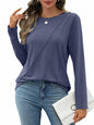 EasyGala Womens Pleated Long Sleeve Casual Top Navy Size M