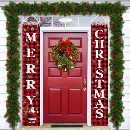 Leuceiy Christmas Banner Santa Snow Outdoor Yard Porch Sign Decoration