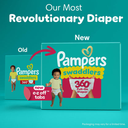 Pampers Swaddlers 360° Diapers White Leakproof Comfy Dry 17 Count Size 5