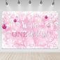 Winter Onederland First Birthday Banner Snowflake Backdrop 70.9x43.3 Pink