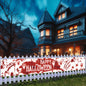 DENNSHH Happy Halloween Outdoor Banner 120x20 White Polyester Yard Sign