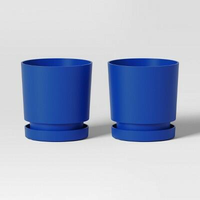 Room Essentials™ 2pc Recycled Resin Planter Pots Blue 4x4x4 Indoor Outdoor