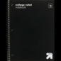 up&up™ Spiral Notebook College Ruled 1 Subject Black 70 Pages 3 Hole Punched