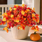 INXUGAO Artificial Fall Flowers 2PCS Faux Silk Orange Red Yellow UV Resistant