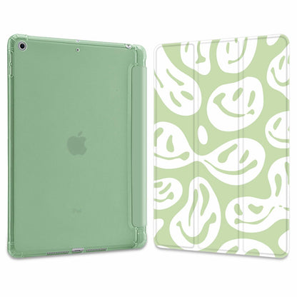 Wihytec iPad 5th/6th Gen Case Green Face Pencil Holder Trifold Stand