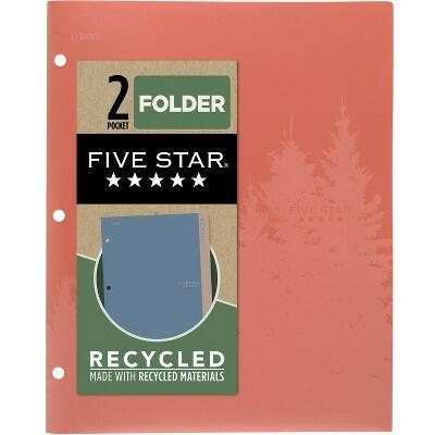 Five Star 2-Fächer Kunststoffordner aus recyceltem Polypropylen, Zion Clay Pink