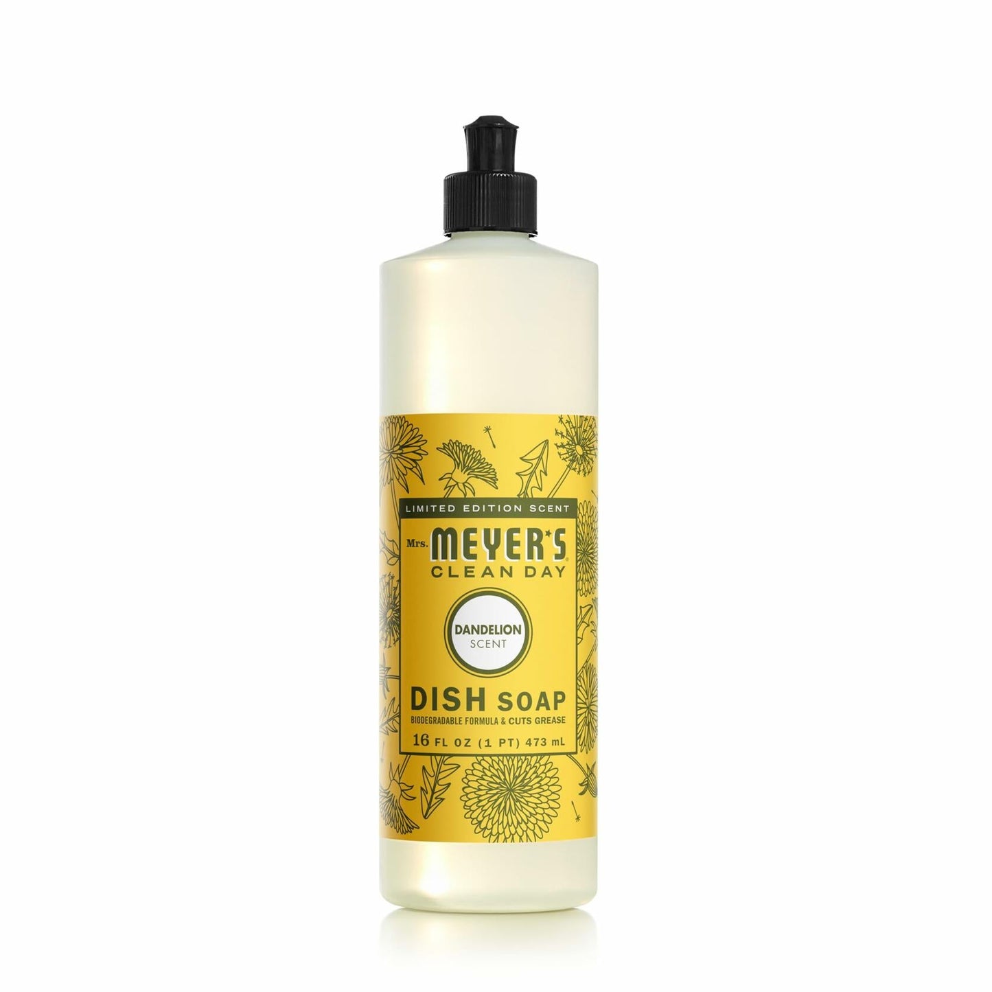Mrs. MEYER'S CLEAN DAY Liquid Dish Soap Dandelion Scent 16oz Bottle
