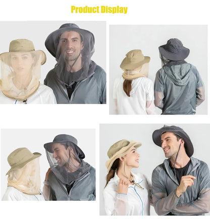 TOPOQ Women Safari Sunhat with Mosquito Net Boonie Hat Khaki Polyester