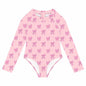 Toddler Girls One Piece Swimsuit Long Sleeve Zipper Pink Size 24 Month