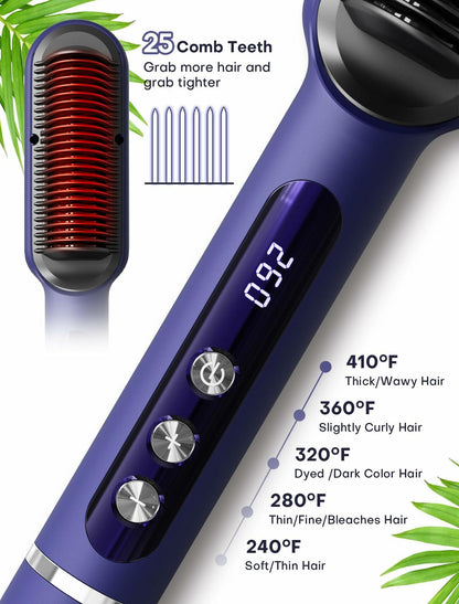 RakRlek Handor Ionic Hair Straightener Brush 9 Temp Settings Fast Heating Blue