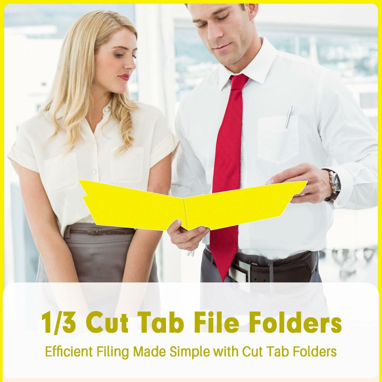 PANDRI File Folder 120 Pack 1/3 Cut Tab Letter Size Yellow