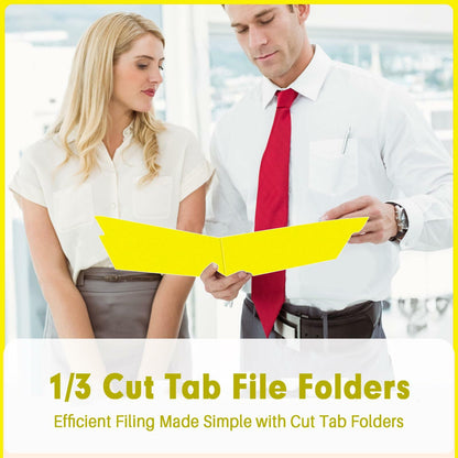 PANDRI File Folder 120 Pack 1/3 Cut Tab Letter Size Yellow