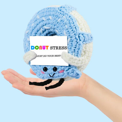 RQWZBCHX Handmade Crochet Donut Stress Toy Inspirational Blue