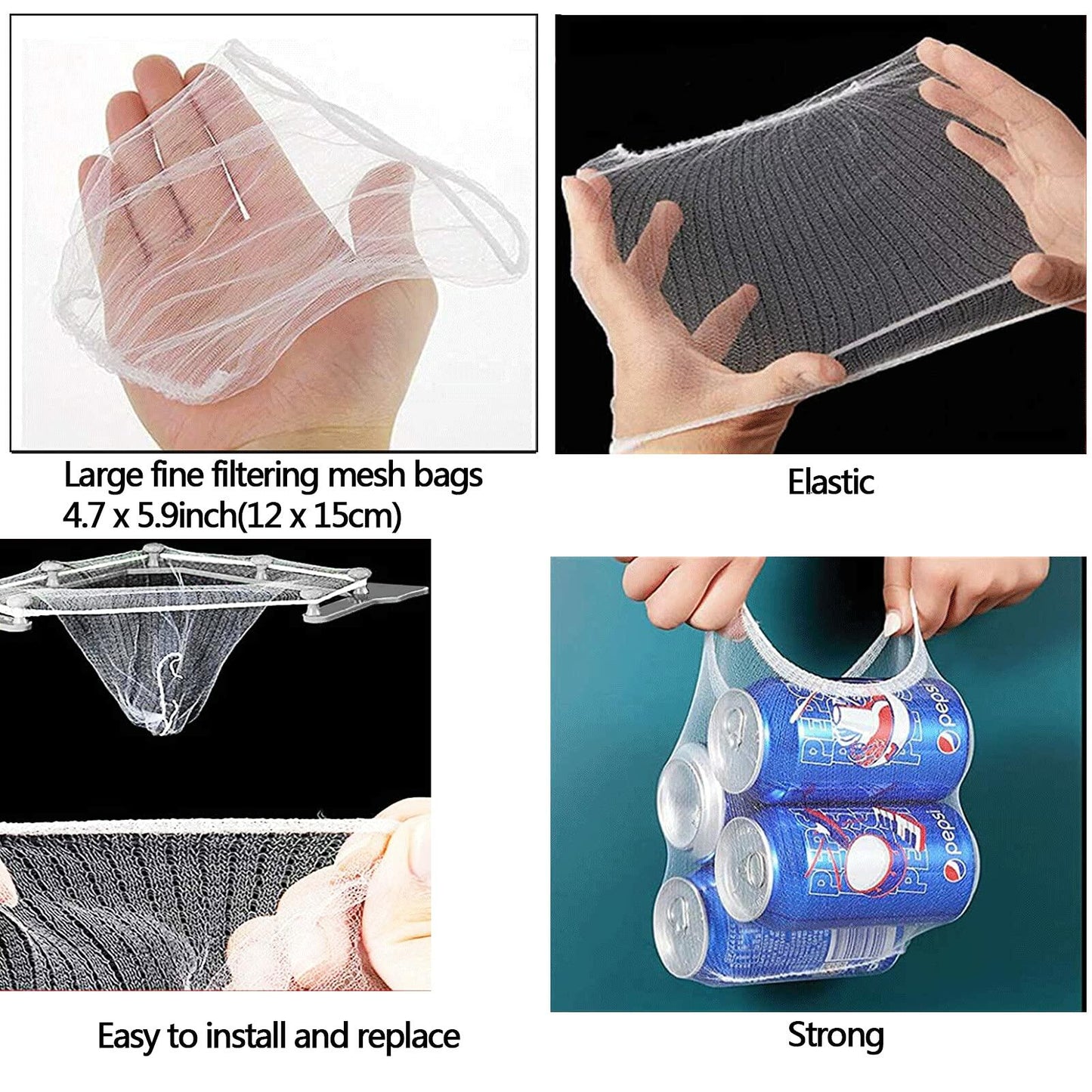 HiBD Kitchen Sink Triangle Tri-Holder Strainer Gray Rack 100PCS Mesh Bags