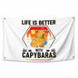 NUCTKP Capybara Life Is Better Wall Tapestry 3x5ft Brass Grommets