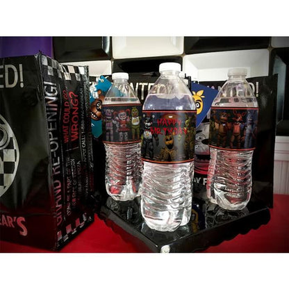 Valentina Buck Fnaf Water Bottle Labels Birthday Party Supplies Black 20 Count