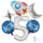 HXOUSE 6Pcs Extra Large Space Balloon Set Rocket Moon Planet 40" No.5
